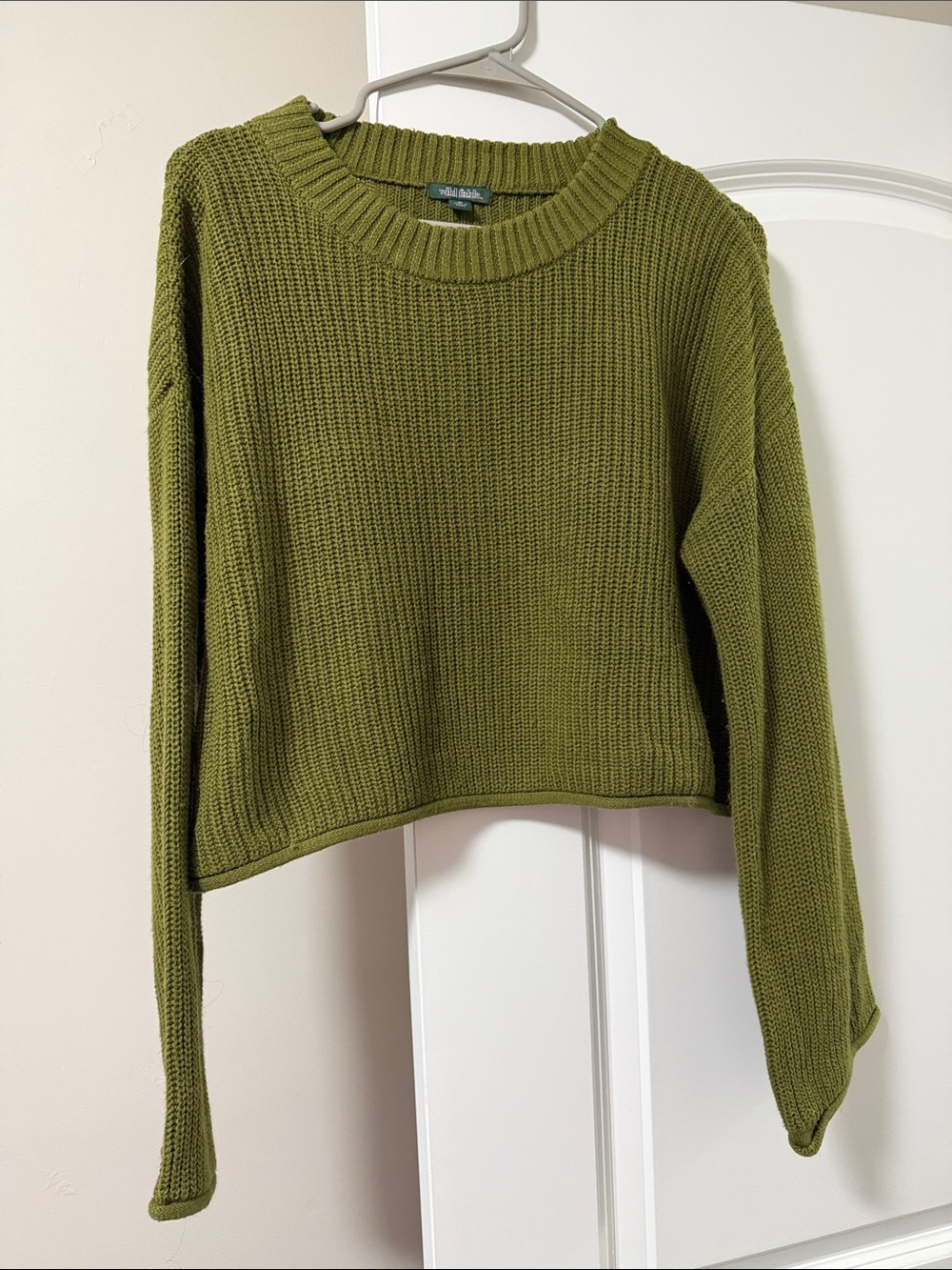 wild fable Olive Green Cropped Crew Sweater